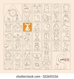 set of monster, painting. vector illustration.