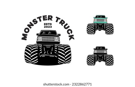 Set of Monster Truck Logo Badge Vector, Extreme Monster Truck logo