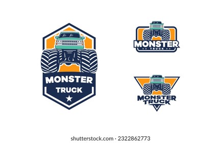 Set of Monster Truck Logo Badge Vector, Extreme Monster Truck logo