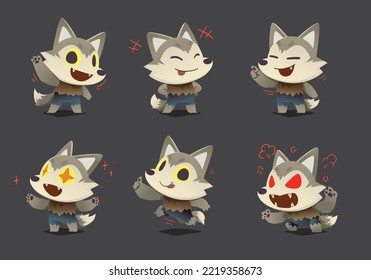 set of monster werewolf character mascot collection	