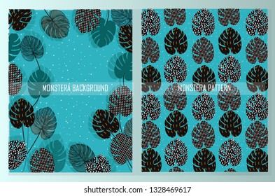 Set monstera print