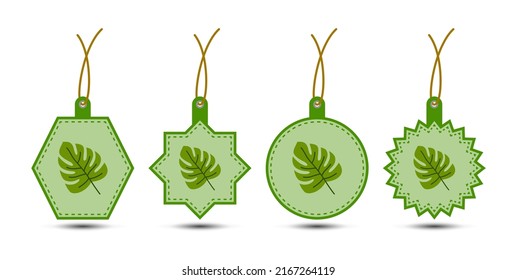 Set of Monstera tags with cord