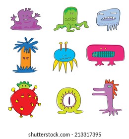 Set of Monsters Cartoon Character