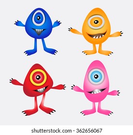 set Monsters cartoon vector illustration,vector icon