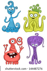 Set of monsters. Children's cartoon vector illustration.