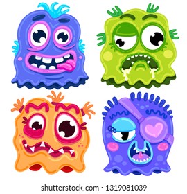 Set of Monsters Isolated on White Background- cartoon vector set