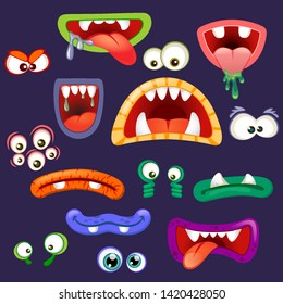 Set of monsters mouths and eyes