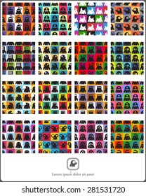 Set of monsters - seamless pattern. Vector illustration