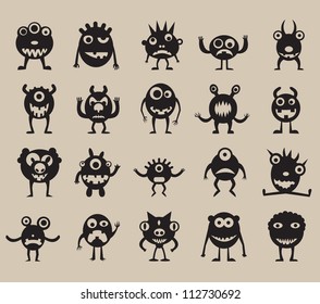 Set of monsters silhouettes  - vector illustration