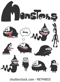 The set of monsters. Vector illustration