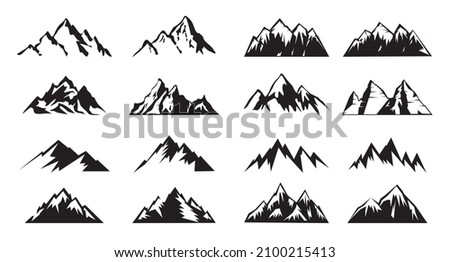 Set Montain outline images. Vector Illustration and logo.