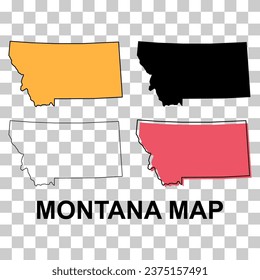 Set of Montana map, united states of america. Flat concept icon symbol vector illustration .