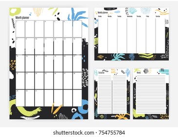 collection month weekly planner templates week stock vector royalty