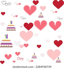 Set of monther's day hearts background white.For design room abastrct,etc.