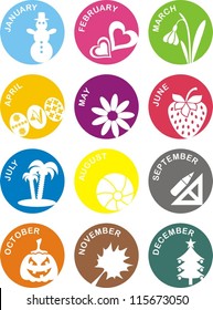 Set of months calendar icons