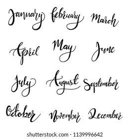 Set Months Year Text Modern Calligraphy Stock Vector (Royalty Free ...