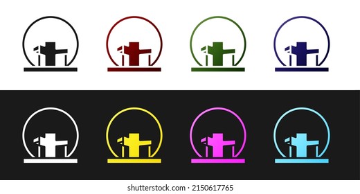 Set Montreal Biosphere icon isolated on black and white background. Vector