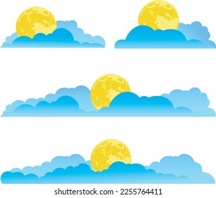 set of moon cloud icon vector