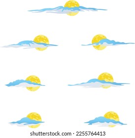 set of moon cloud icon vector