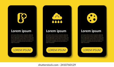 Set Moon, Cloud with rain and Thermometer. Business infographic template. Vector