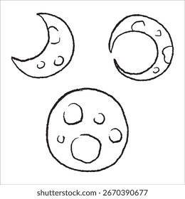 conjunto de desenho à mão da lua esboço