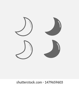 Set moon icon with gray color, vector illustration