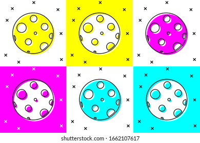 Set Moon icon isolated on color background.  Vector Illustration