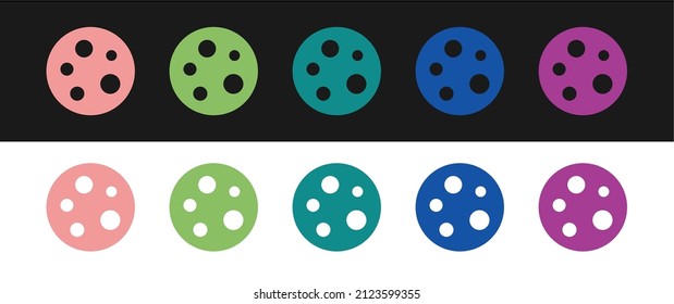 Ajuste el icono de la luna aislado en fondo blanco y negro.  Vector