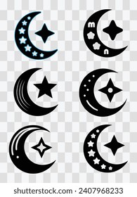 a set of moon icons, crescent vector icons 