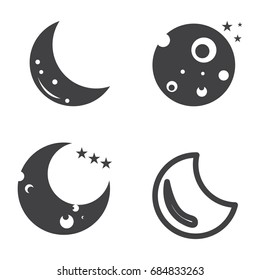 Set of moon icons on a white background, Vector illustration