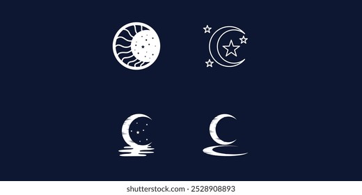 Set of Moon logo design template. Crescent moon logo.