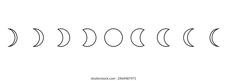 Conjunto de icono simple de fase lunar. Símbolo celestial místico colección. Ilustración vectorial.