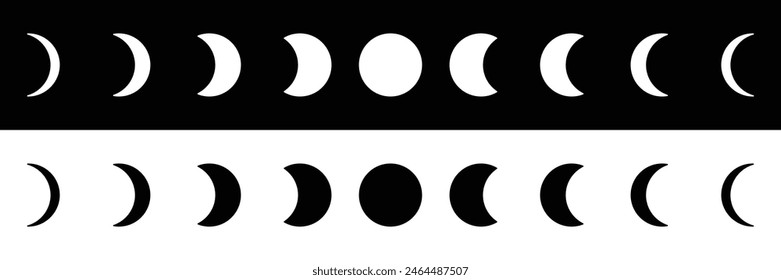 Conjunto de icono simple de fase lunar. Símbolo celestial místico colección. Ilustración vectorial.