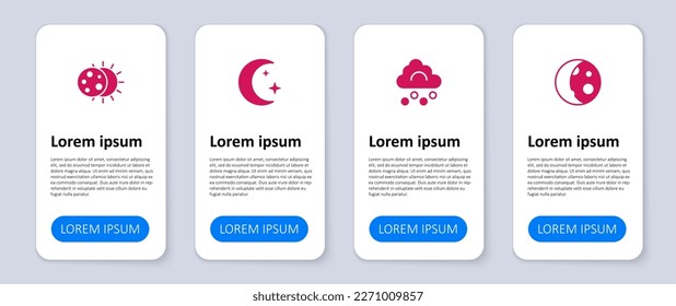 Set Moon phases, Hail cloud, and stars and Eclipse of the sun. Business infographic template. Vector