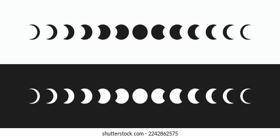 Set of Moon phases icons. Moon phases astronomy icon vector template