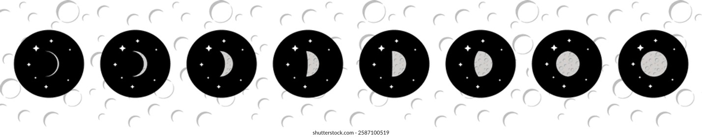 Set of Moon phases icons. vector illustration isolated on white background