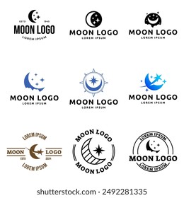 Set of Moon Star Vector, Eclipse Vector, Astrology, Sky Astrology, Vector Illustration Background