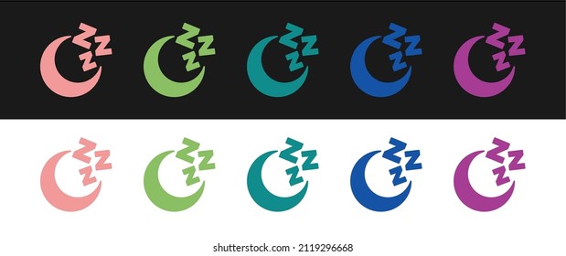 Set Moon and stars icon isolated on black and white background. Cloudy night sign. Sleep dreams symbol. Full moon. Night or bed time sign.  Vector