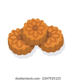 Set of mooncake food design in flat style.Happy Mid Autumn Moon festival. 