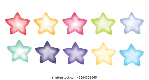 set of moonlight and star diferent color element stock