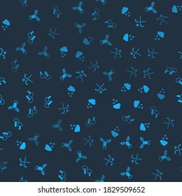 Set Moose head with horns, Cloud snow, Ice hockey sticks and puck and Mushroom on seamless pattern. Vector.