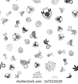 Set Moose head on shield, Hunt on deer with crosshairs, Hunt on duck with crosshairs and rabbit on seamless pattern. Vector