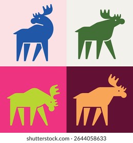 Set of Moose logo. Icon design. Template elements