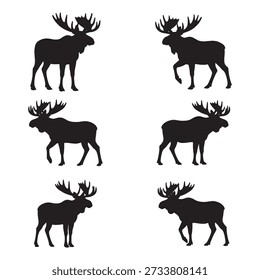 Set of moose silhouette designs	