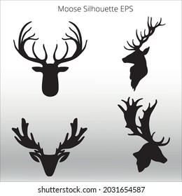 Set Of Moose Silhouettes, Line Isolated Or Logo Isolated Sign Symbol Vector, Outline And Stroke Style Collection Of High-quality Vector Illustration,