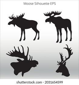 Set of Moose Silhouettes, line isolated or logo isolated sign symbol vector, outline and stroke style Collection of high-quality vector illustration,