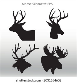Set of Moose Silhouettes, line isolated or logo isolated sign symbol vector, outline and stroke style Collection of high-quality vector illustration,
