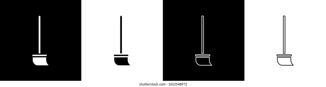 Set Mop icon isolated on black and white background. Cleaning service concept.  Vector Illustration