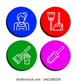 Set of mop icons such as Maid, Broom, Toilet brush , mop