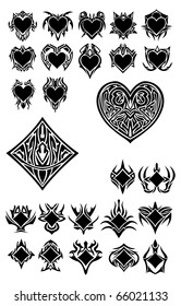Set with more symbols, clubs and hearts